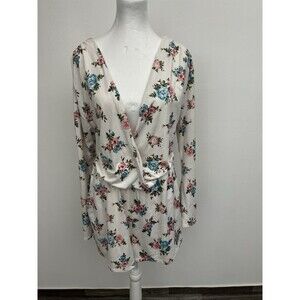 Can’t Miss Women’s Romper Floral Size 1XL Flare Sleeve Elastic Waist Pockets